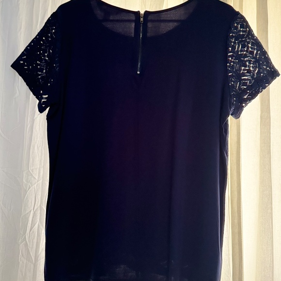 Market & Spruce Blue Lace Blouse - Picture 7 of 8